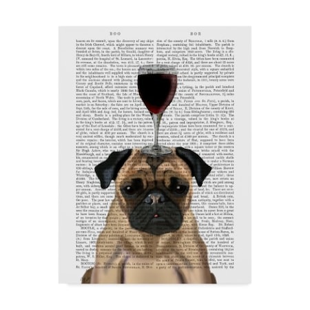 Fab Funky 'Dog Au Vin, Pug On Text' Canvas Art,35x47